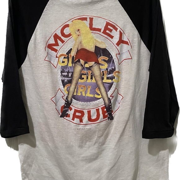 MOTLEY CRUE  T Shirt XL GIRLS GIRLS GIRLS Original 1987 Tour USA Signal VINTAGE - Picture 7 of 10